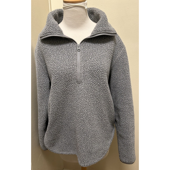 EVERLANE Women's The Renew Fleece Half-Zip Oversized Sweater Pullover - Size XS - Picture 5 of 11